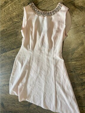 Dorothy Perkins Pale Pink Beaded Neck Mini Dress NWT size 4p
